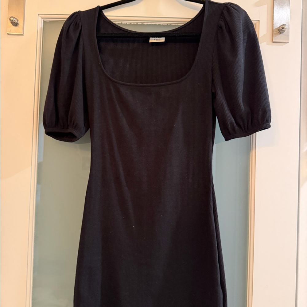 Sunday Best Black Mini Dress with Puff Sleeves
